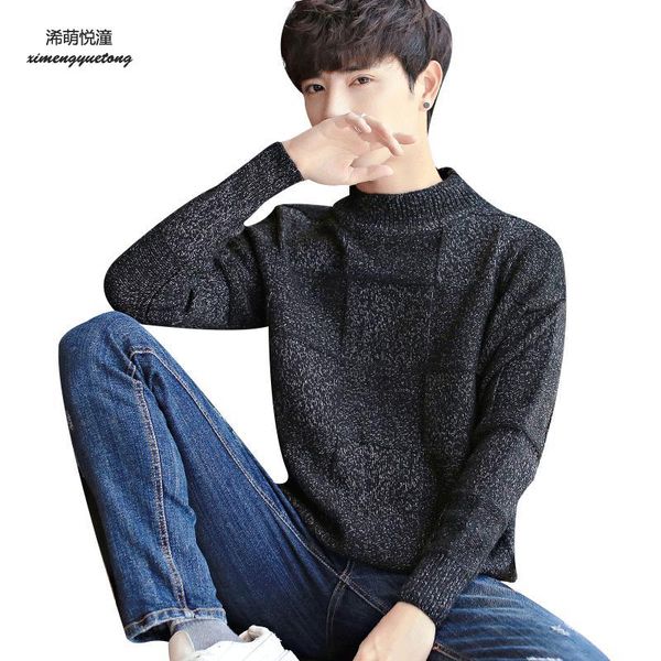 autumn and winter new thick half-high collar pullover sweater men's fashion trend knit plaid long-sleeved warm sweater, White;black
autumn and winter new thick half-high collar pullover sweater men's fashion trend knit plaid long-sleeved warm sweater, White;black