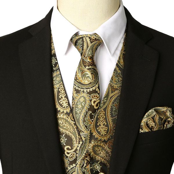 3 pcs new designer men classic paisley waistcoat vest set with necktie handkerchief for wedding party club, Black;white
3 pcs new designer men classic paisley waistcoat vest set with necktie handkerchief for wedding party club, Black;white