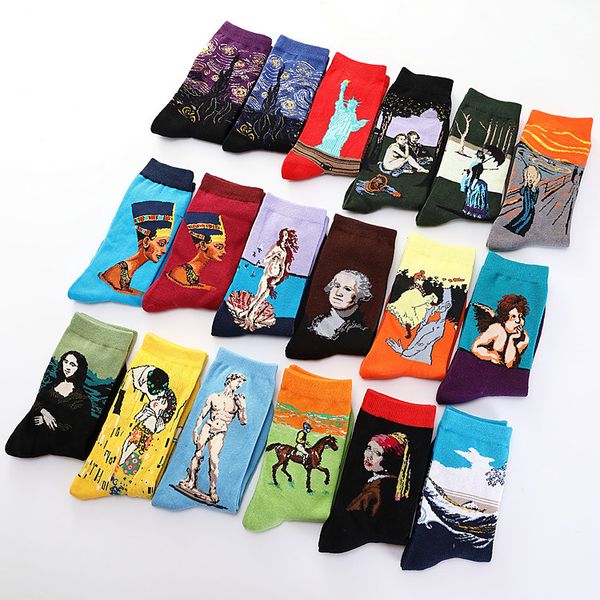 famous oil painting series female socks new art mona lisa mural world autumn winter retro women happy men funny socks, Black
famous oil painting series female socks new art mona lisa mural world autumn winter retro women happy men funny socks, Black
