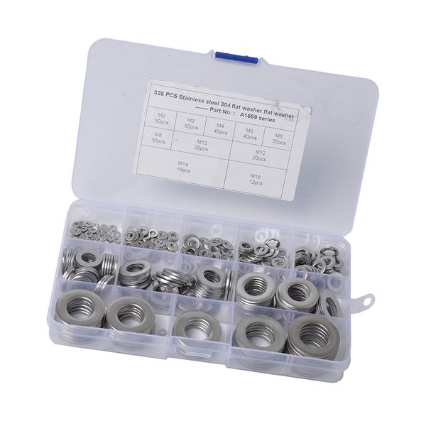 325x stainless steel washers engine seal flat ring gasket fastener metric sealing spacer grommets assortment set - 10 sizes
325x stainless steel washers engine seal flat ring gasket fastener metric sealing spacer grommets assortment set - 10 sizes