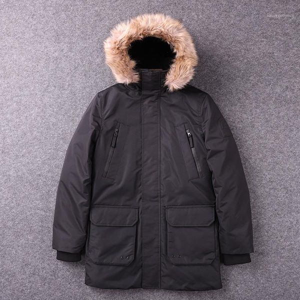 pockets panelled mens designer parkas fashion thick fur collar mens hooded parkas casual warm males clothing mulit, Black 
pockets panelled mens designer parkas fashion thick fur collar mens hooded parkas casual warm males clothing mulit, Black