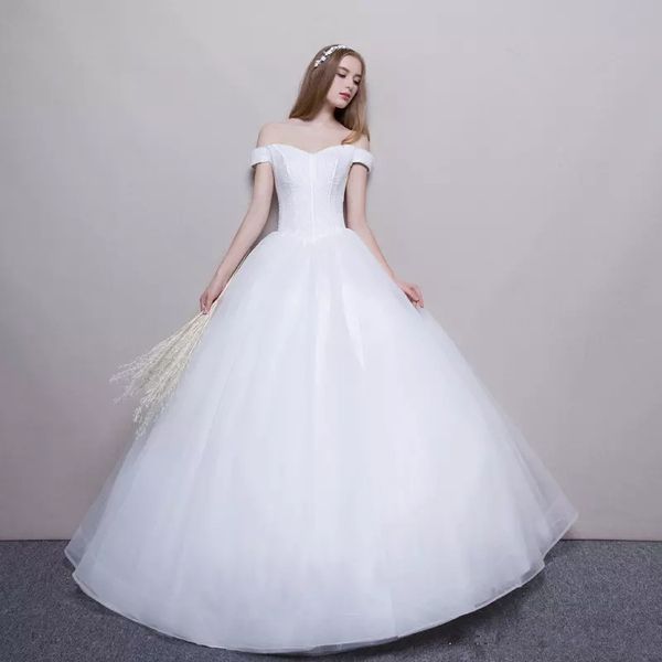 beaded off shoulder ball gown wedding dress 2019 tulle floor length bridal gowns vestido de novia, White
beaded off shoulder ball gown wedding dress 2019 tulle floor length bridal gowns vestido de novia, White