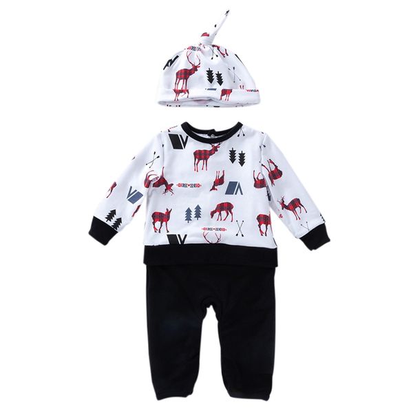 baby cotton clothing long-sleeved moose plaid printed baby clothes romper baby jumpsuit hat set, White
baby cotton clothing long-sleeved moose plaid printed baby clothes romper baby jumpsuit hat set, White