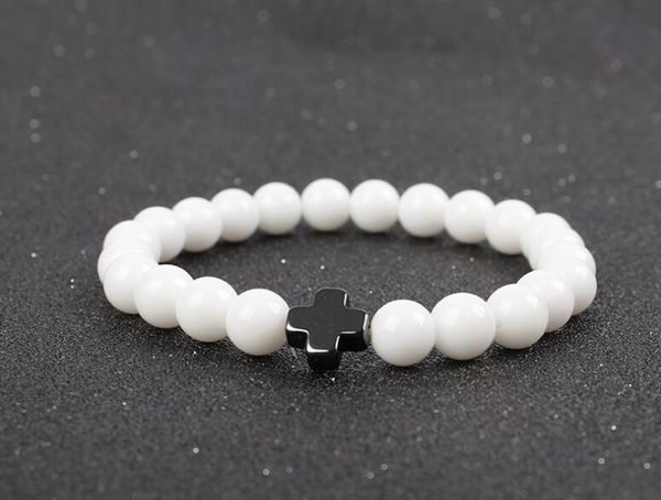 new 8mm natural white agate agates cross beaded chakra bracelets for women string beands yoga charm man bracelet, Black
new 8mm natural white agate agates cross beaded chakra bracelets for women string beands yoga charm man bracelet, Black