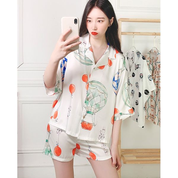 summer sleepwear silk short-sleeved clothing thin japanese lovely two-piece nightclothes suit female pajamas women, Black;red
summer sleepwear silk short-sleeved clothing thin japanese lovely two-piece nightclothes suit female pajamas women, Black;red