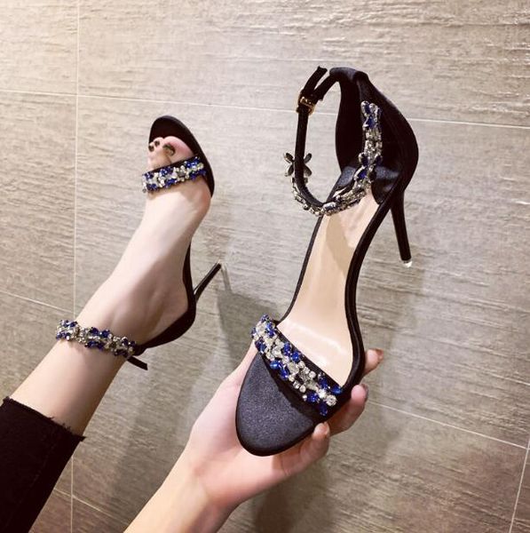 with box luxury open toes women high heels shoes rhinestone stiletto sequined gladiator fashion designer lady sandals summer, Black
with box luxury open toes women high heels shoes rhinestone stiletto sequined gladiator fashion designer lady sandals summer, Black