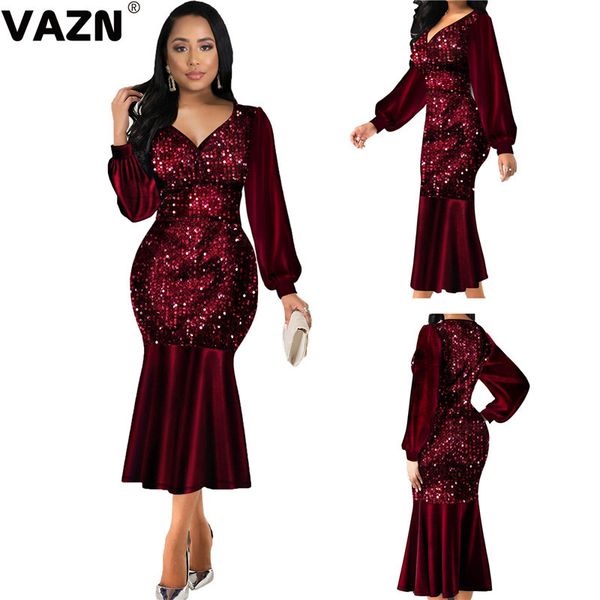 vazn 2020 heavy industry sequined untidy high-end club flaring solid full sleeve women high waist mermaid midi dress, Black;pink
vazn 2020 heavy industry sequined untidy high-end club flaring solid full sleeve women high waist mermaid midi dress, Black;pink