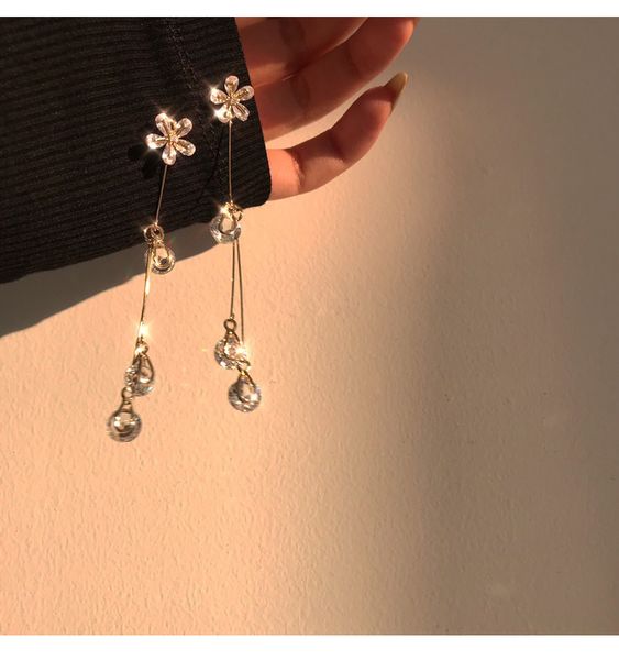 new zircon crystal tassel earrings flower pendientes aesthetic earrings long drop earring for woman jewelry korean style 2020, Silver
new zircon crystal tassel earrings flower pendientes aesthetic earrings long drop earring for woman jewelry korean style 2020, Silver