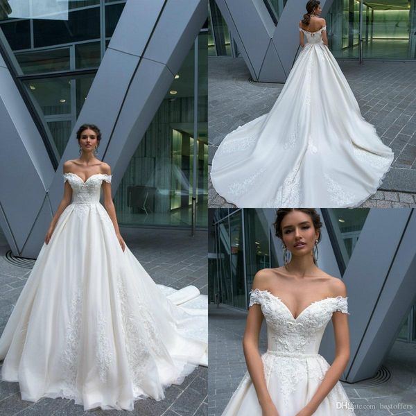 off the shoulder a line wedding dresses 2020 elegant appliqued lace bridal wedding gowns custom made vestidos de novia, White
off the shoulder a line wedding dresses 2020 elegant appliqued lace bridal wedding gowns custom made vestidos de novia, White