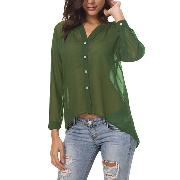 fashion women v-neck button transparent shirt long sleeve mesh solid casual loose blouse plus size sunscreem 2019 new, White
fashion women v-neck button transparent shirt long sleeve mesh solid casual loose blouse plus size sunscreem 2019 new, White