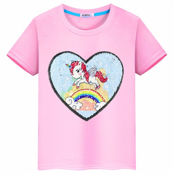 2019 new summer unicorn love flip cloth stickers sewing sequin children's clothing cotton t-shirt girls clothes, Blue
2019 new summer unicorn love flip cloth stickers sewing sequin children's clothing cotton t-shirt girls clothes, Blue