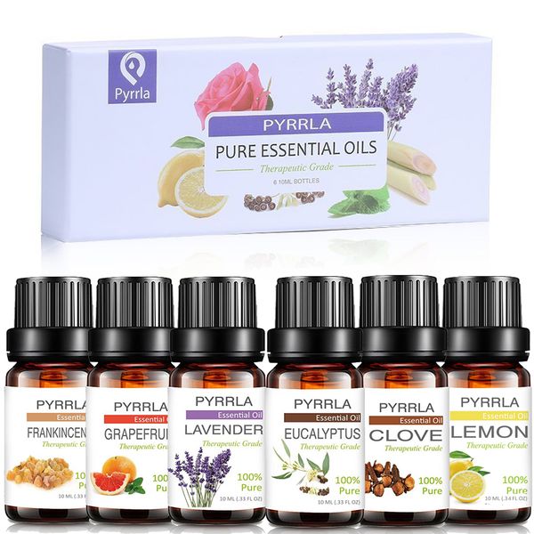 pyrrla 10ml 6pcs pure essential oil gift set massage aromatherapy oils lavender frankincense grapefruit lemon eucalyptus relax
pyrrla 10ml 6pcs pure essential oil gift set massage aromatherapy oils lavender frankincense grapefruit lemon eucalyptus relax