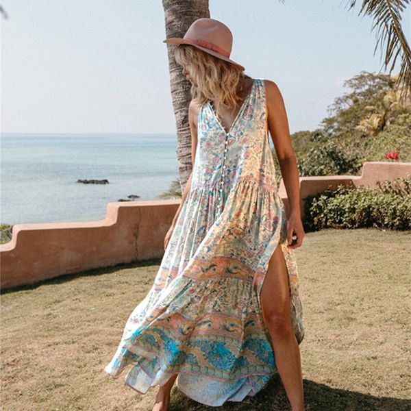2019 bikini cover-ups bohemian printed sleeveless loose summer beach dress cotton tunic women beachwear swimsuit cover up a104, Blue;gray
2019 bikini cover-ups bohemian printed sleeveless loose summer beach dress cotton tunic women beachwear swimsuit cover up a104, Blue;gray