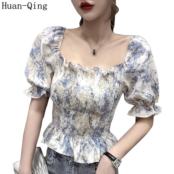 women's blouses & shirts ladies off shoulder painted chiffon puff sleeve ruffles blouse summer elastic folds short shirt tees, White
women's blouses & shirts ladies off shoulder painted chiffon puff sleeve ruffles blouse summer elastic folds short shirt tees, White
