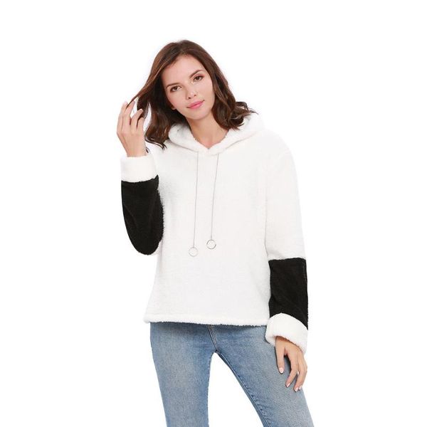 women hooded sherpa pullover teddy fleece sweater fluffy crop winter spring warm streetwear casual sherpa sweaters, White;black
women hooded sherpa pullover teddy fleece sweater fluffy crop winter spring warm streetwear casual sherpa sweaters, White;black