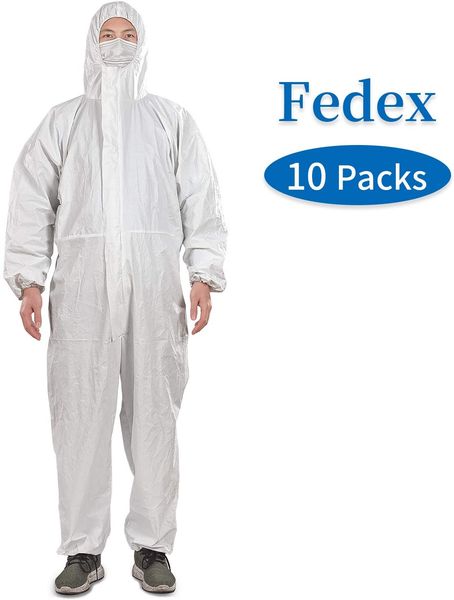 in stock white protective coverall, disposable, thickened anti - static,adjustable elastic cuffs.high-quality non-woven material(10packs 
in stock white protective coverall, disposable, thickened anti - static,adjustable elastic cuffs.high-quality non-woven material(10packs
