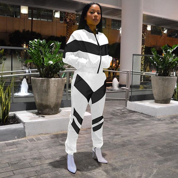 spring casaul tracksuit women 2 piece set zipper pants 2pcs striped patchwork sweatshirt trousers suits sporting outfit, White
spring casaul tracksuit women 2 piece set zipper pants 2pcs striped patchwork sweatshirt trousers suits sporting outfit, White