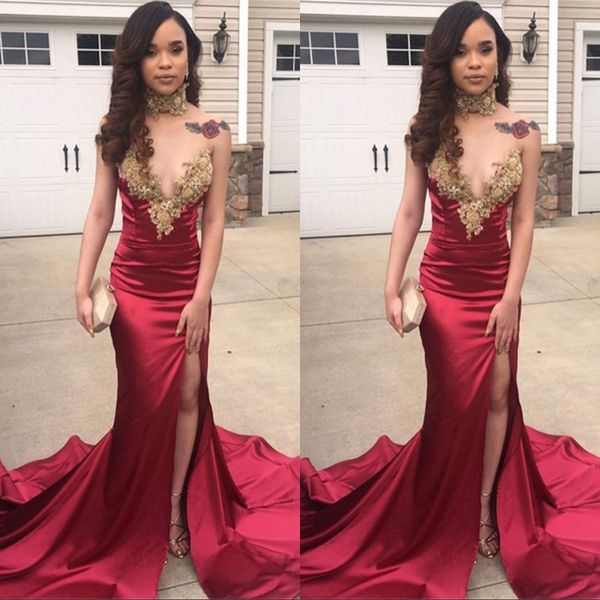 african mermaid side split prom party dresses 2019 lace applique high neck evening gowns vestidos de fiesta sweep train formal dress, Black
african mermaid side split prom party dresses 2019 lace applique high neck evening gowns vestidos de fiesta sweep train formal dress, Black
