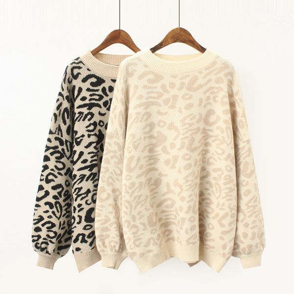 women's fashion leopard knit sweater women pullover o-neck female casual keep warm oversized pullover ladies sweet thi, White;black
women's fashion leopard knit sweater women pullover o-neck female casual keep warm oversized pullover ladies sweet thi, White;black