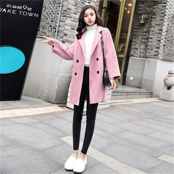 fashion woolen coat women coat women fall winter new high-quality pink loose casual double breasted woolen, Black
fashion woolen coat women coat women fall winter new high-quality pink loose casual double breasted woolen, Black