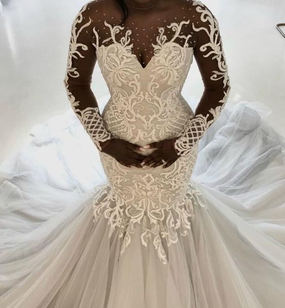 2020 african arabic aso ebi mermaid wedding dresses gorgeous lace beaded sheer neck long sleeves bridal dresses wedding gowns, White
2020 african arabic aso ebi mermaid wedding dresses gorgeous lace beaded sheer neck long sleeves bridal dresses wedding gowns, White