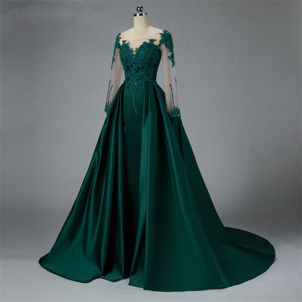 setwell dark green satin mermaid evening dresses custom side split gown detachable train long sleeves prom dress robe de soiree, Black;red
setwell dark green satin mermaid evening dresses custom side split gown detachable train long sleeves prom dress robe de soiree, Black;red