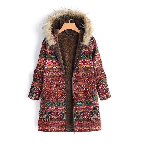 winter autumn parkas long sleeve basic outerwear women retro hooded ethnic printed faux fluffy thin zipper coat plus size 4xl, Black
winter autumn parkas long sleeve basic outerwear women retro hooded ethnic printed faux fluffy thin zipper coat plus size 4xl, Black
