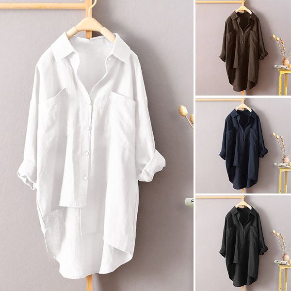 women casual autumn cotton solid turn down collar long sleeve shirt casual loose blouse button down #20, White
women casual autumn cotton solid turn down collar long sleeve shirt casual loose blouse button down #20, White
