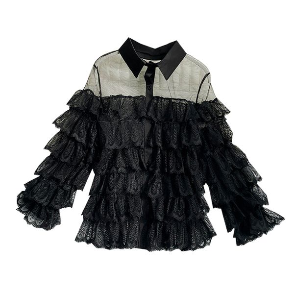 new spring women lace mesh crochet splicing cascading cake blouse shirt ladies off-shoulders pullover suits with cami set, White
new spring women lace mesh crochet splicing cascading cake blouse shirt ladies off-shoulders pullover suits with cami set, White