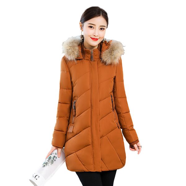 casual solid slim woman long winter coats and jackets fashion warm parka feminina thick full sleeve fur collar woman coats, Tan;black 
casual solid slim woman long winter coats and jackets fashion warm parka feminina thick full sleeve fur collar woman coats, Tan;black