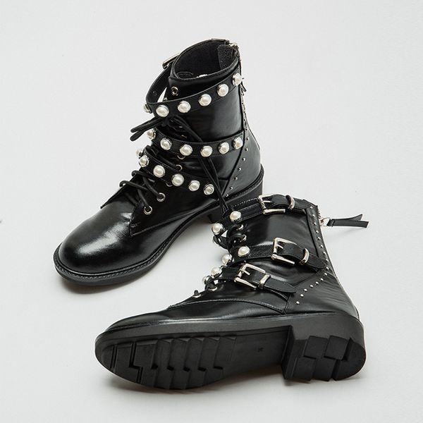 women winter boots ankle rivets pearl shoes women metal casual black female boots lace up shoes
women winter boots ankle rivets pearl shoes women metal casual black female boots lace up shoes