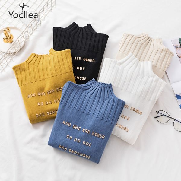 women knitted sweater autumn winter thick pullovers half turtleneck sweaters women long sleeve slim letter knit shirt, White;black
women knitted sweater autumn winter thick pullovers half turtleneck sweaters women long sleeve slim letter knit shirt, White;black