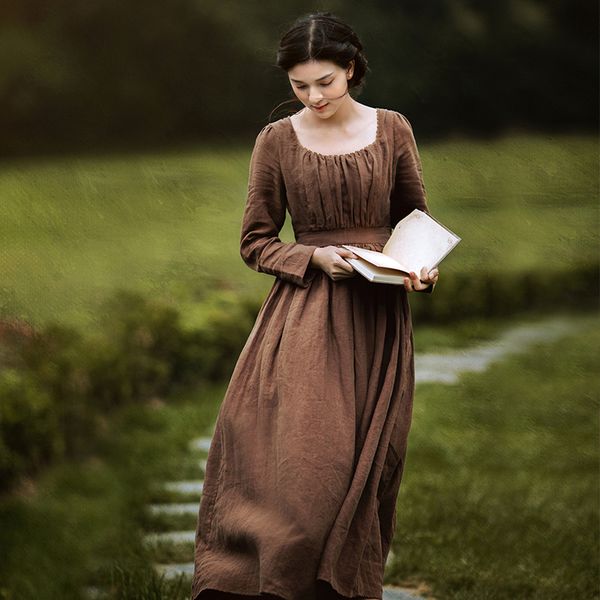 spring autumn women 100%linen coffee long dress ladies royal vintage elegant long sleeve high waist dress robe longue, Black;gray
spring autumn women 100%linen coffee long dress ladies royal vintage elegant long sleeve high waist dress robe longue, Black;gray