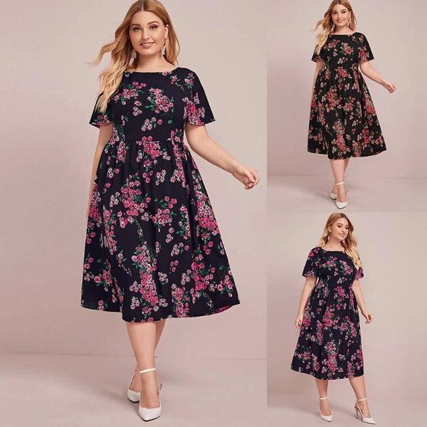 2020 women large sizes casual plus size short sleeve printing dress o-neck long dress with pockets summer vestidos, Black;gray
2020 women large sizes casual plus size short sleeve printing dress o-neck long dress with pockets summer vestidos, Black;gray