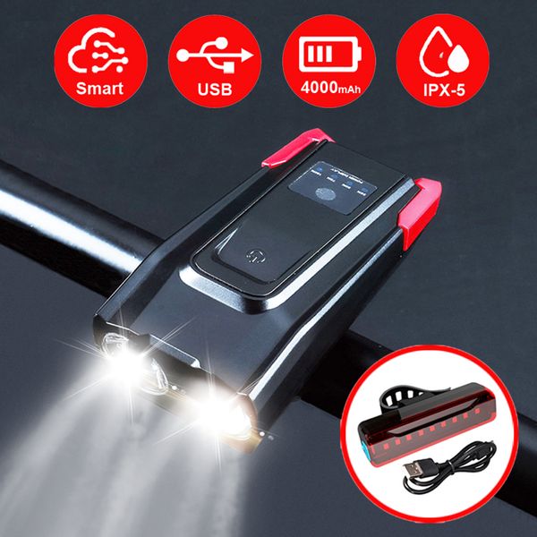 2000/4000mah smart induction bike front light kit usb rechargeable led taillight and headlight with horn for bicycle
2000/4000mah smart induction bike front light kit usb rechargeable led taillight and headlight with horn for bicycle
