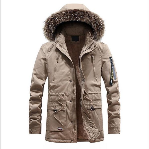 men winter long casual fur collar hooded jacket parkas men outdoor fashion warm fleece thick cotton coat parka thick coats, Black
men winter long casual fur collar hooded jacket parkas men outdoor fashion warm fleece thick cotton coat parka thick coats, Black