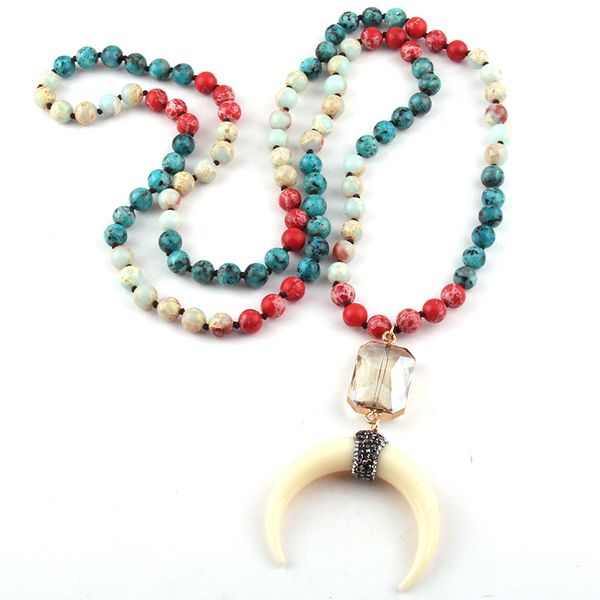 fashion bohemian tribal jewelry 108 beads multi stone knotted crystal link white moon charm pendant necklace wome yoga necklace, Silver
fashion bohemian tribal jewelry 108 beads multi stone knotted crystal link white moon charm pendant necklace wome yoga necklace, Silver