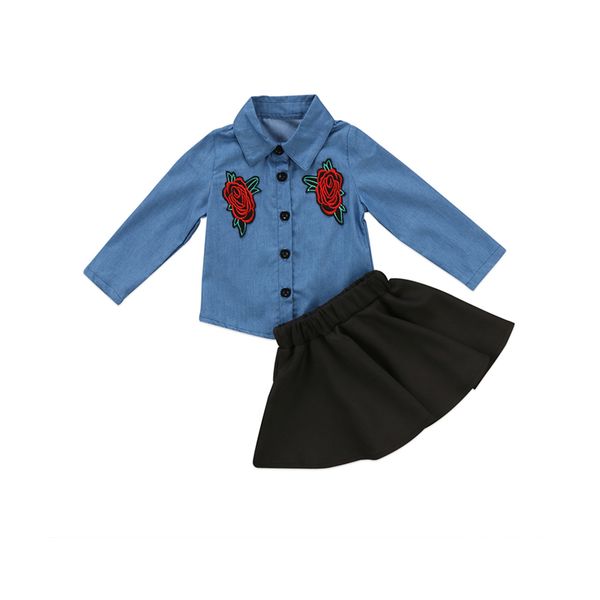 cute fashion spring summer 2pcs newborn infant baby girl denim turn-down single breasted floral blue shirts black skirt 1-6y, White
cute fashion spring summer 2pcs newborn infant baby girl denim turn-down single breasted floral blue shirts black skirt 1-6y, White