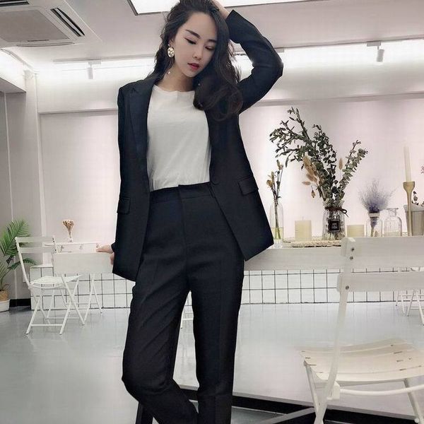 women's suits & blazers suit 2021 autumn fashion casual temperament slim slimming single buckle small trousers two-piece, White;black
women's suits & blazers suit 2021 autumn fashion casual temperament slim slimming single buckle small trousers two-piece, White;black