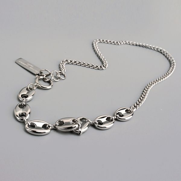white gold pig nose clavicle chain splicing short choker whole chain length 39cm white gold bar neckless, Silver
white gold pig nose clavicle chain splicing short choker whole chain length 39cm white gold bar neckless, Silver