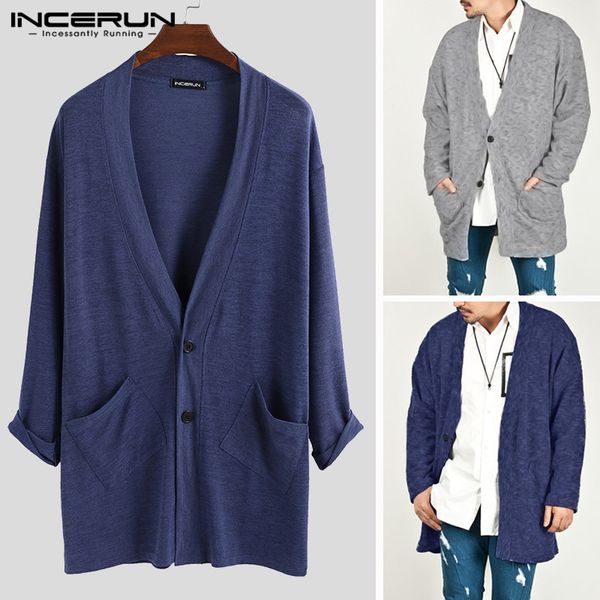 incerun fashion men cardigan sweater coat button up solid color long sleeve pockets casual outerwear cardigan men clothing 2019, White;black
incerun fashion men cardigan sweater coat button up solid color long sleeve pockets casual outerwear cardigan men clothing 2019, White;black