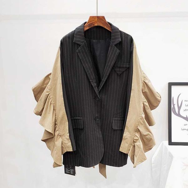 women's jackets autumn ladies suit jacket women outerwear fashion big size loose color matching back stitching ruffled striped coat fem, Black;brown
women's jackets autumn ladies suit jacket women outerwear fashion big size loose color matching back stitching ruffled striped coat fem, Black;brown