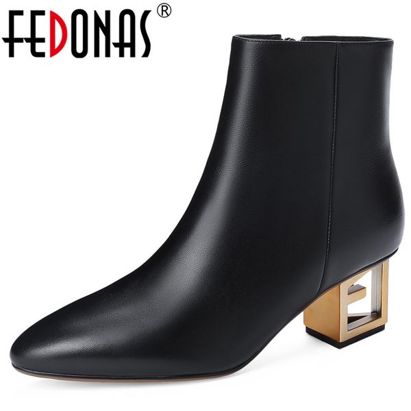 fedonas quality genuine leather women ankle boots 2020 winter warm short boots prom shoes woman strange heels, Black
fedonas quality genuine leather women ankle boots 2020 winter warm short boots prom shoes woman strange heels, Black