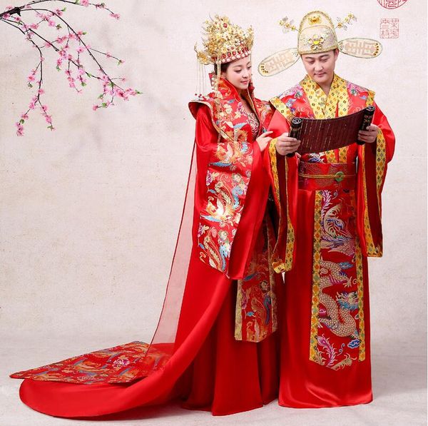 china hanfu wedding gown robe ancient bride marriage dress red golden couple marriage clothing emperor queen performance costume
china hanfu wedding gown robe ancient bride marriage dress red golden couple marriage clothing emperor queen performance costume