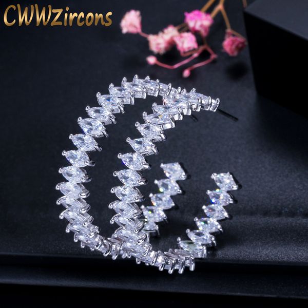 cwwzircons white gold color marquise cut cubic zirconia big round circle hoop earrings for women wedding party gift cz165, Golden;silver
cwwzircons white gold color marquise cut cubic zirconia big round circle hoop earrings for women wedding party gift cz165, Golden;silver