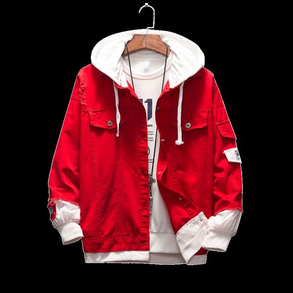 men's denim jacket fake two piece stitching denim hooded coat men's hole loose casual jacket designer, Black;brown
men's denim jacket fake two piece stitching denim hooded coat men's hole loose casual jacket designer, Black;brown
