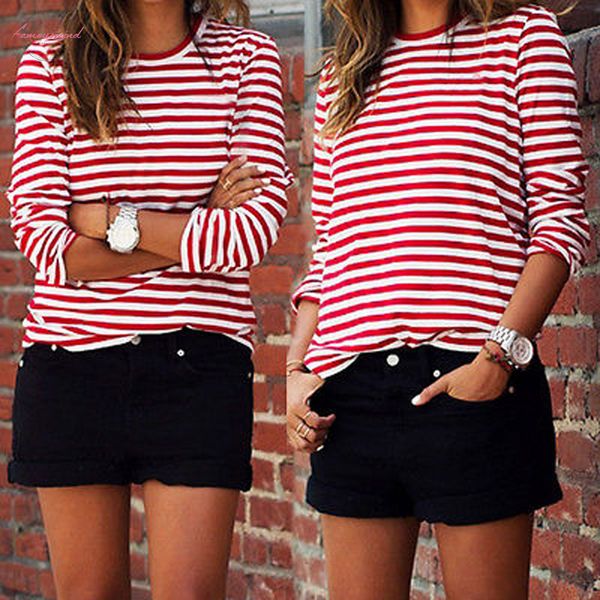 casual women red white striped long sleeve t shirt cotton shirt female basic o neck tee autumn pullovers
casual women red white striped long sleeve t shirt cotton shirt female basic o neck tee autumn pullovers