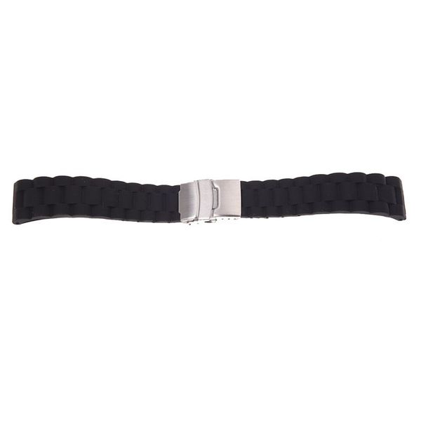 black silicon strap waterproof watchband diving belt clasp 20 mm, Black;brown