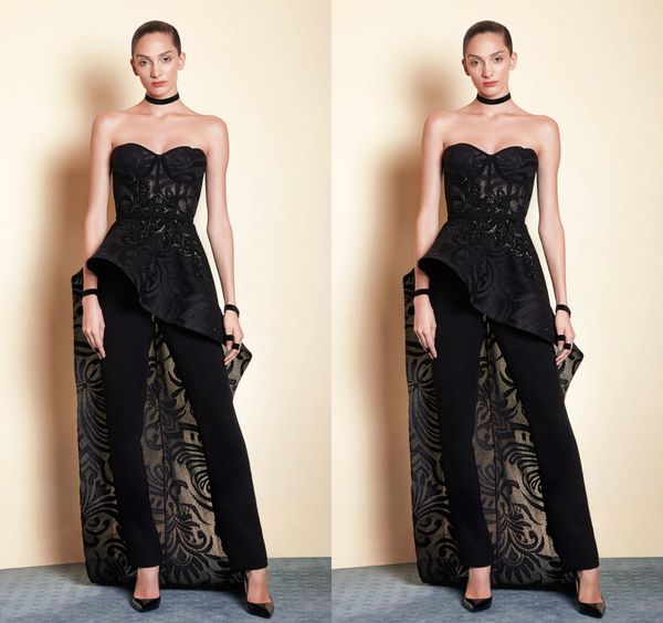 2019 saiid kobeisy jumpsuits with long train sweetheart lace appliqued beads sash prom dresses sleeveless custom made black evening gowns
2019 saiid kobeisy jumpsuits with long train sweetheart lace appliqued beads sash prom dresses sleeveless custom made black evening gowns
