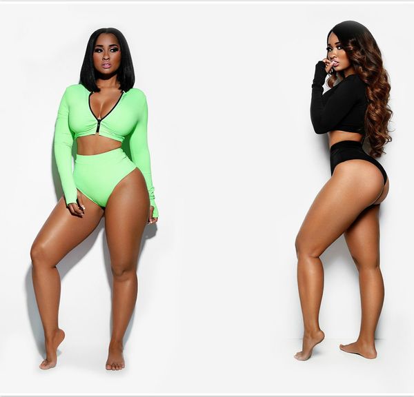 europe and the united states selling explosive swimwear 2020 new zipper long sleeve split swimsuit suit 1904, White;black
europe and the united states selling explosive swimwear 2020 new zipper long sleeve split swimsuit suit 1904, White;black